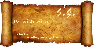 Ozsváth Géza névjegykártya